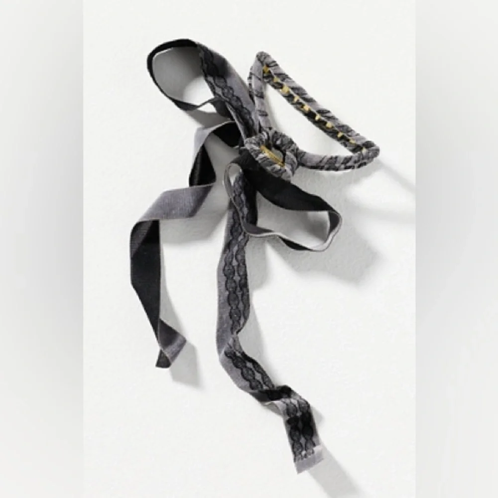 Anthropologie Set of 3 Ribbon Gold Claw Hair Clips Olive + Gray + Burgundy NWT
